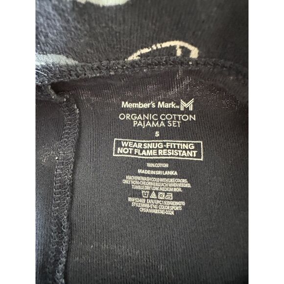 Members Mark Kids Pajama Set Size 5 Blue Organic Cotton Dog Football - Picture 7 of 13